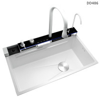 Πολυτελής νεροχύτης κουζίνας πολλαπλών λειτουργιών με καταρράκτη και οθόνη λευκό χρώμα - DD486 - Sellzone.bg Πολυτελής νεροχύτης κουζίνας πολλαπλών λειτουργιών με καταρράκτη και οθόνη λευκό χρώμα - DD486